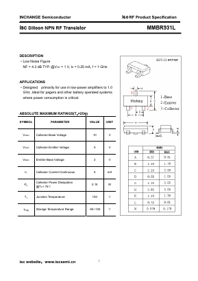 MMBR931L Datasheet PDF Inchange Semiconductor