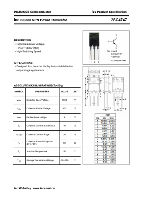 2SC4747 Datasheet PDF Inchange Semiconductor