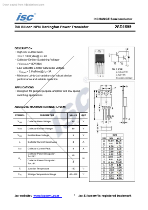 2SD1599 Datasheet PDF Inchange Semiconductor