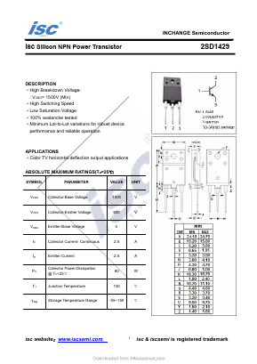 D1429 Datasheet PDF Inchange Semiconductor