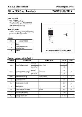 2SC2275A Datasheet PDF Inchange Semiconductor
