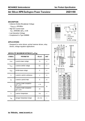 D1190 Datasheet PDF Inchange Semiconductor