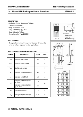 D1192 Datasheet PDF Inchange Semiconductor
