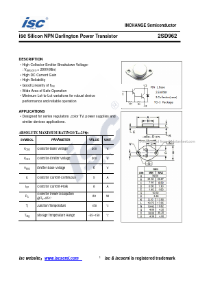 2SD962 Datasheet PDF Inchange Semiconductor