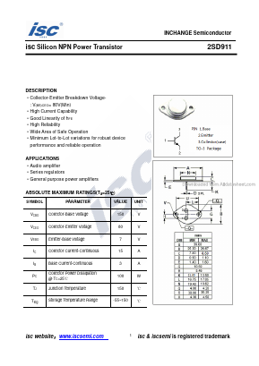 2SD911 Datasheet PDF Inchange Semiconductor