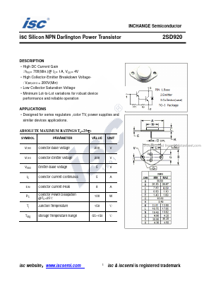 2SD920 Datasheet PDF Inchange Semiconductor