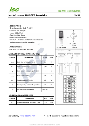 5N50 Datasheet PDF Inchange Semiconductor