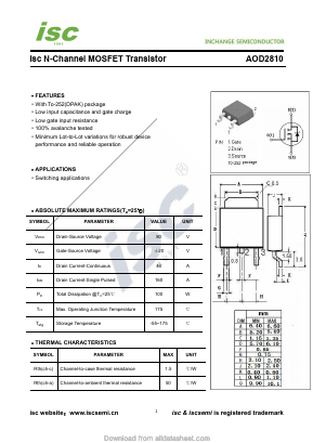 AOD2810 Datasheet PDF Inchange Semiconductor