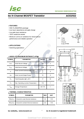 AOD2922 Datasheet PDF Inchange Semiconductor