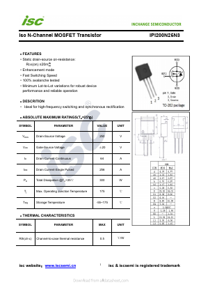 IPI200N25N3 Datasheet PDF Inchange Semiconductor