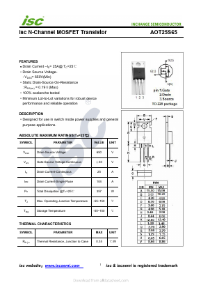 AOT25S65 Datasheet PDF Inchange Semiconductor
