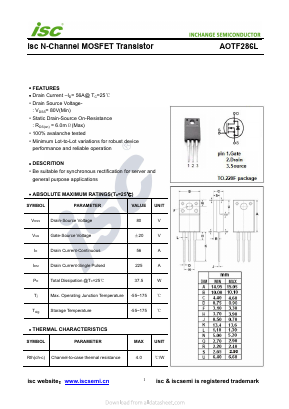 AOTF286L Datasheet PDF Inchange Semiconductor