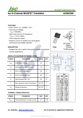 AOW2500 Datasheet PDF Inchange Semiconductor