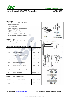 AOD9N50 Datasheet PDF Inchange Semiconductor