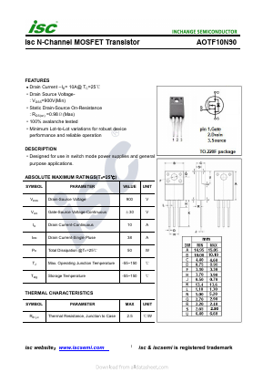 AOTF10N90 Datasheet PDF Inchange Semiconductor