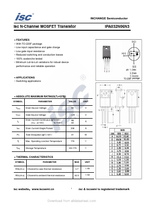 IPA032N06N3 Datasheet PDF Inchange Semiconductor