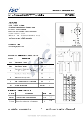 IRFI4228 Datasheet PDF Inchange Semiconductor