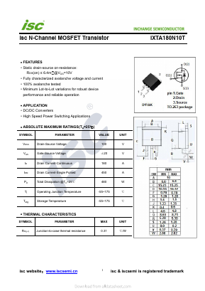 IXTA180N10T Datasheet PDF Inchange Semiconductor