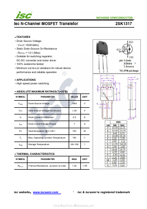 2SK1317 Datasheet PDF Inchange Semiconductor