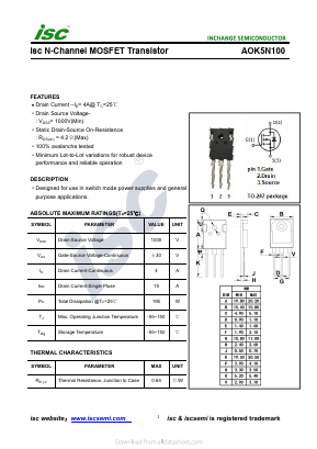 AOK5N100 Datasheet PDF Inchange Semiconductor
