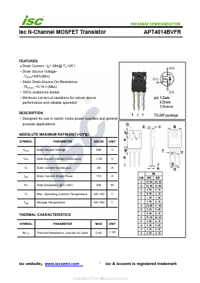 APT4014BVFR Datasheet PDF Inchange Semiconductor