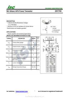 2N1702 Datasheet PDF Inchange Semiconductor