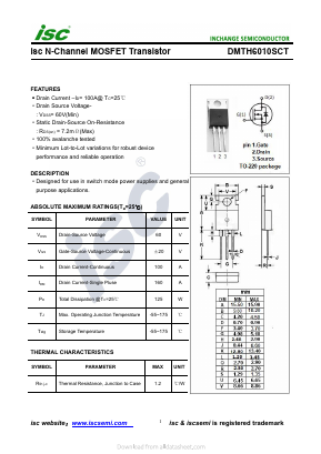 DMTH6005LCT Datasheet PDF Inchange Semiconductor