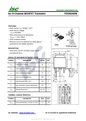 FDD86369B Datasheet PDF Inchange Semiconductor