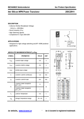 2SC2911 Datasheet PDF Inchange Semiconductor