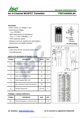 FDD14AN06LA0 Datasheet PDF Inchange Semiconductor
