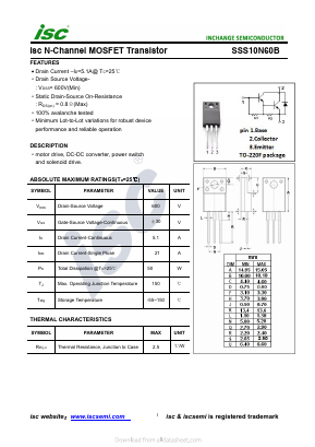 SSS10N60B Datasheet PDF Inchange Semiconductor