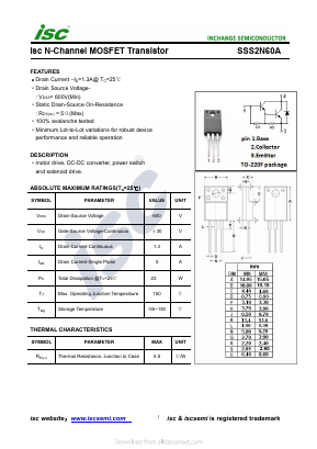 SSS2N60A Datasheet PDF Inchange Semiconductor