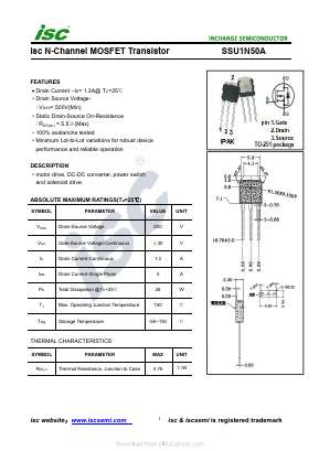 SSU1N50A Datasheet PDF Inchange Semiconductor