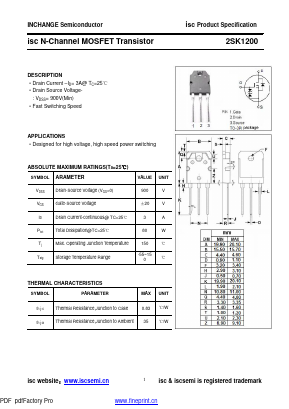 2SK1200 Datasheet PDF Inchange Semiconductor