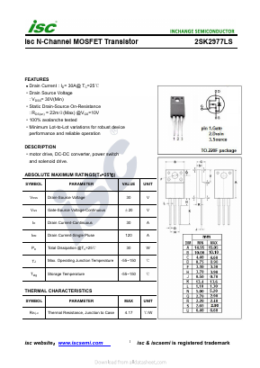 2SK2977LS Datasheet PDF Inchange Semiconductor