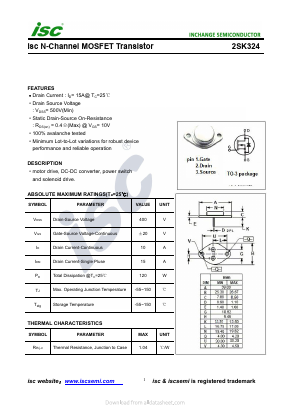 2SK324 Datasheet PDF Inchange Semiconductor
