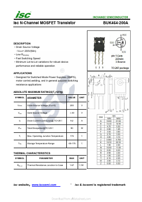 BUK464-200A Datasheet PDF Inchange Semiconductor