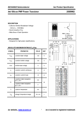 B982 Datasheet PDF Inchange Semiconductor