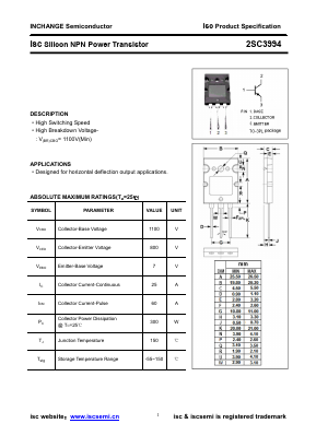2SC3994 Datasheet PDF Inchange Semiconductor