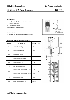 2SC4106 Datasheet PDF Inchange Semiconductor