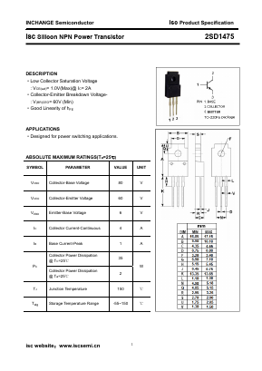 2SD1475 Datasheet PDF Inchange Semiconductor