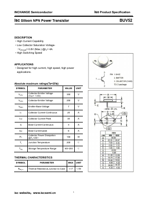 BUV52 Datasheet PDF Inchange Semiconductor