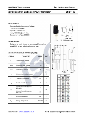 2SB1100 Datasheet PDF Inchange Semiconductor