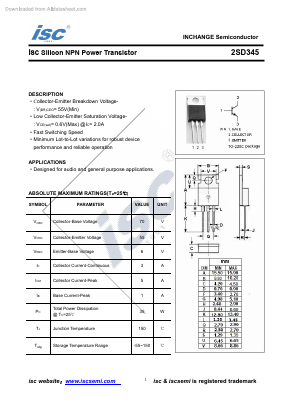 2SD345 Datasheet PDF Inchange Semiconductor