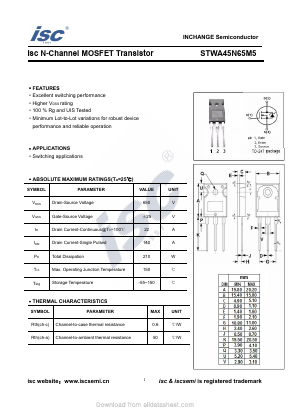 STWA45N65M5 Datasheet PDF Inchange Semiconductor