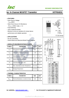 IXFP8N85X Datasheet PDF Inchange Semiconductor