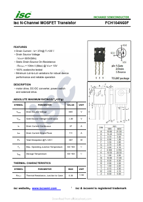 FCH104N60F Datasheet PDF Inchange Semiconductor