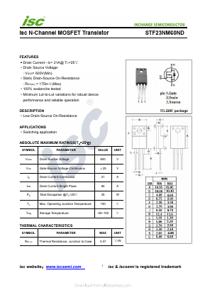 STF23NM60ND Datasheet PDF Inchange Semiconductor