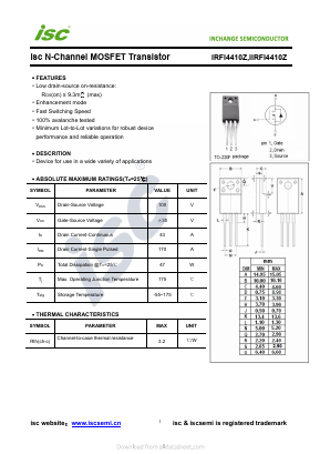 IRFI4410Z Datasheet PDF Inchange Semiconductor