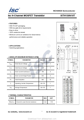 IXTH130N10T Datasheet PDF Inchange Semiconductor